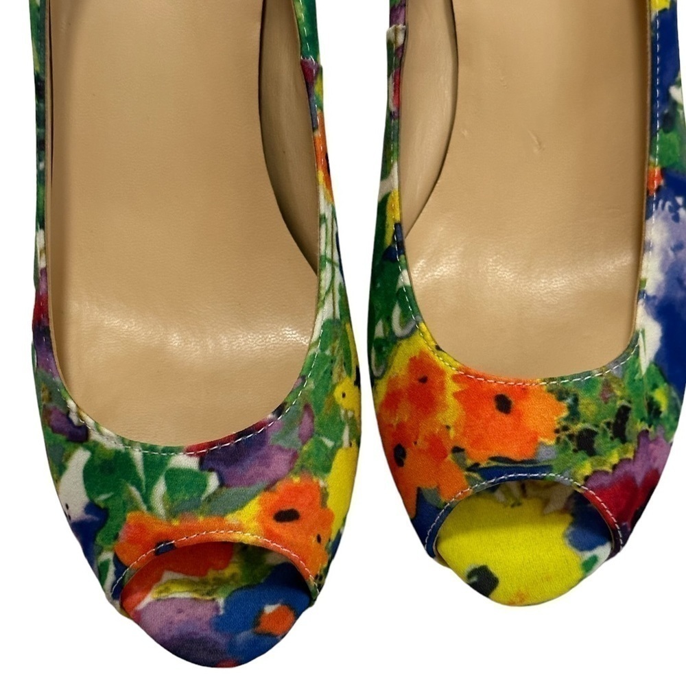 EUC Liz Claiborne Floral Peep Toe Pumps With Hidden Platform For Comfort, Sz 6.5 - Picture 11 of 16